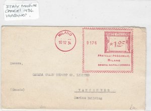 Italy to vancouver  1934 machine stamps Cover Ref 8826