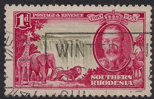 Southern Rhodesia 1935 KGV 1d Silver Jubilee used SG 31 ( H1055 )