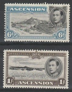 ASCENSION 1938 KGVI PICTORIAL 6D AND 1/- PERF 13.5