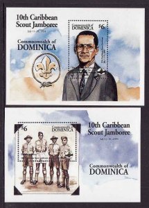 Dominica-Sc#1710-11-two unused NH Scout sheets-10th Caribbea