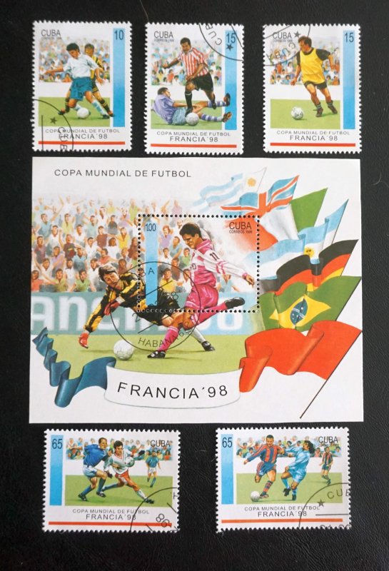 CUBA Sc# 3896-3901  WORLD CUP OF SOCCER football CPL SET of 5 + SS  1998  used