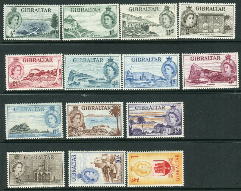 GIBRALTAR-1953-59 An unmounted mint set to £1 Sg 145-158