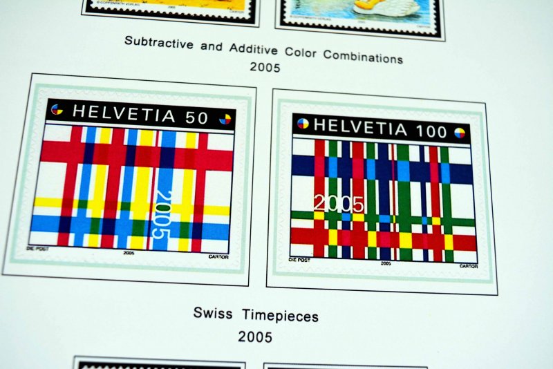 COLOR PRINTED SWITZERLAND 1843-2010 STAMP ALBUM PAGES (213 illustrated pages)