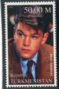 Turkmenistan 1999 MATT DAMON American Actor 1 value Perforated Mint (NH)