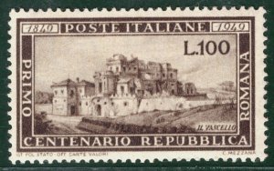 ITALY Stamp 100L Brown (1949) ROMAN REPUBLIC CENTENARY Mint LMM LGREEN64