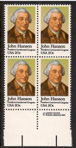 US # 1941 , John Hanson , F-VF OG NH Copyright Block of 4 - I Combine S/H 