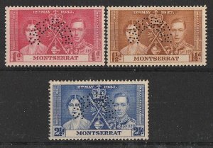 MONTSERRAT 1937 KGVI Coronation set 1d-2½d SPECIMEN. MNH **. 