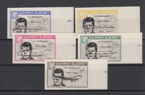 Alderney 1966 John F Kennedy sey 5 Imperf, proof - Unmounted mint NHM