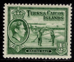 TURKS & CAICOS ISLANDS GVI SG195, ½d yellowish green, M MINT.