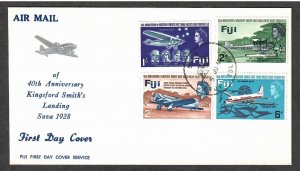 Fiji # 236 - # 239 , Anniversary of 1st Flight Thru Fiji FDC - I Combine S/H