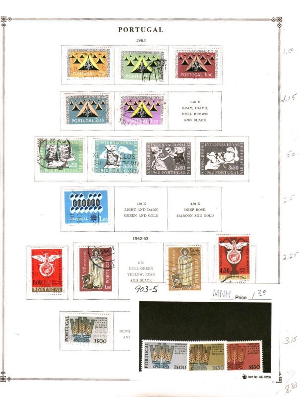 Collection, Portugal Part B Scott Pages, 1911/1973, Cat $123, Mint & Used