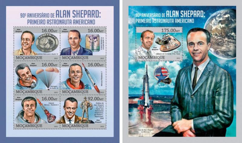 Space Raumfahrt Alan Shepard Apollo 14 Mozambique MNH stamp set