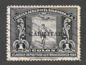 El Salvador Scott C45 UHR - 1935 1col HABILITADO Overprint - SCV $6.00