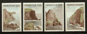 Faroe Islands 197-200 MNH - CLIFFS, COASTAL SCENERY