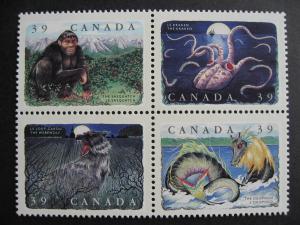 Canada folklore Sc 1292d rarer perf MNH block of 4, check it out!