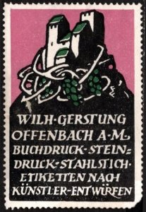 Vintage Germany Poster Stamp Wilhelm Gerstung Letterprint, Stone Printing