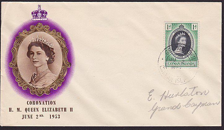 CAYMAN IS 1953 Coronation commem FDC - Georgetown cds.......................7669