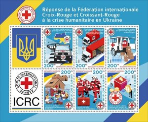 DJIBUTI - 2022 - Red Cross Aid to Ukraine - Perf 6v Sheet - Mint Never Hinged