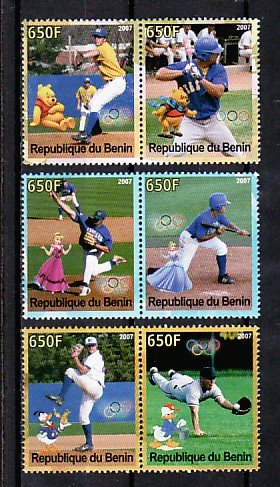 Benin, 2007 Cinderella issue. Disney Cartoons & Baseball, Olympic issue. ^