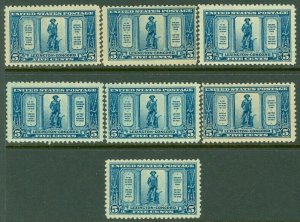 EDW1949SELL : USA 1925 Scott #619. 7 stamps. All Mint Never Hinged. Catalog $182