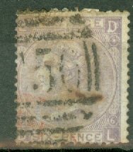 B: Great Britain 50 plate 6 used C56 Colombia cancel est CV $150