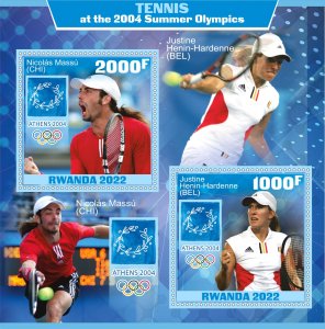 Stamps. Sports. Tennis 2022 year , Rwanda 1+1 sheet perforated