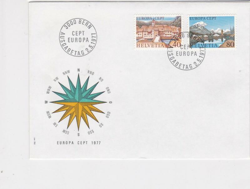 switzerland helvetia europa 1977 stamps cover ref 20238