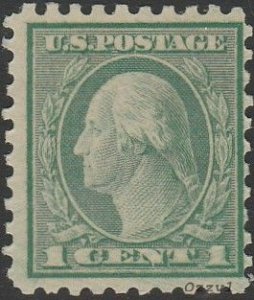 US #462 1916 1c Green George Washington MINT-Fine-OG-NH.