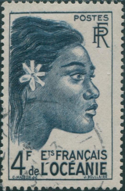 French Oceania 1948 SG198 4f blue Tahitian Girl FU