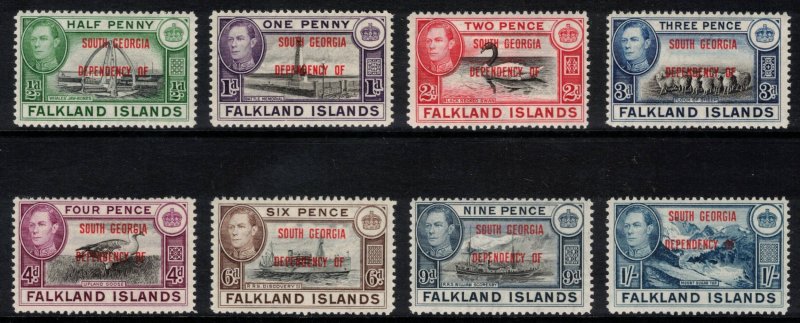 FALKLAND DEPENDENCIES 1944 South Georgia Overprints; Scott 3L1-8, SG B1-8; MNH