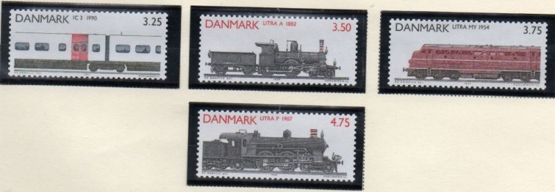 Denmark  Scott 932-35 1991 Railway Locomotives stamp set mint NH