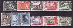 Malaya Penang-Sc#45-55-unused NH-1957 QEII set-