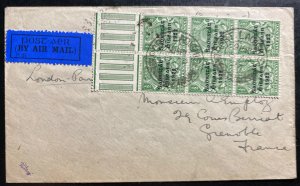 1924 Port Laoghise Ireland Early Airmail Service Cover To France With Tabs