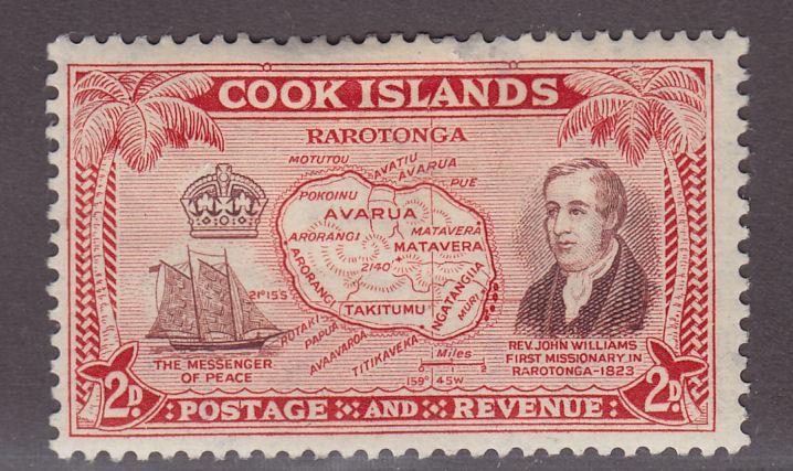 Cook Islands 133 Williams,Ship Messenger,map 1949