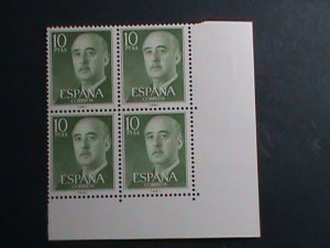 ​SPAIN-1955 SC# 835  WORLD STAMP DAY GENERAL-FRANCO -MNH BLOCK OF 4 VERY FINE