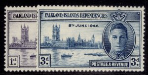 FALKLAND ISLANDS - Dependencies GVI SG G17-G18, 1946 VICTORY set, M MINT.