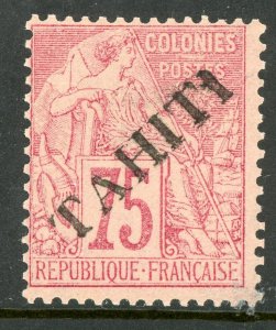 French Colony 1893 Tahiti 75¢ Red Scott #15 Mint G172