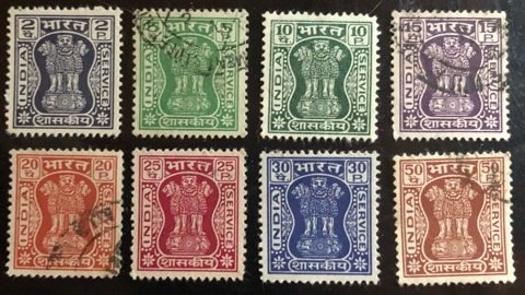 India Scott#O151, O153-O160 F/VF Used  Cat. $13.15