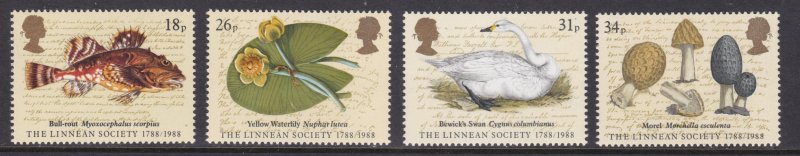 Great Britain, Birds, Fishes, Mushrooms, Flowers MNH / 1988