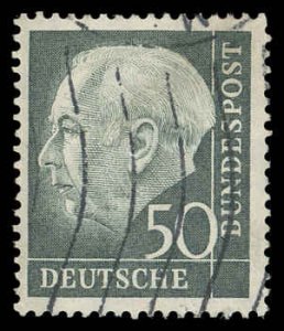 GERMANY Sc 714 F-VF/USED - 1954 50p - Theodor Heuss