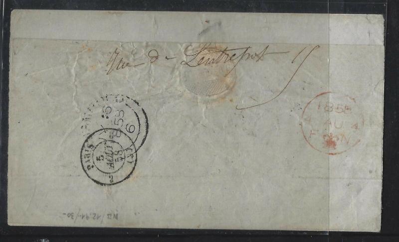 BRAZIL  (PP2701B) 1858  BRTISH PO PARA VIA LONDON TO FRANCE