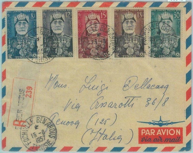 86345 -  TUNISIA  -  REGISTERED Cover to ITALY 1957