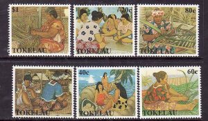 Tokelau-Sc#165-70- id10-unused NH set-Women-Work-Leisure-1990-please note th