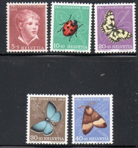 Switzerland Sc B217-21 1952 Pro Juventute Insects stamp set mint NH
