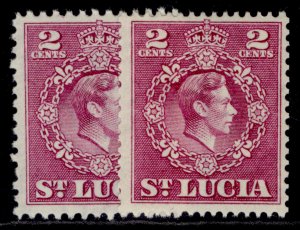 ST. LUCIA GVI SG147 + 147a, 2c PERF VARIETIES, LH MINT.