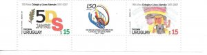 URUGUAY 2007 150TH ANNIVERSARY OF GERMAN SCHOOL CHILDREN 2 VALUES + LABEL MINT