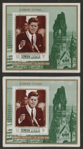 AJMAN MI BL 338A-B NH issue of 1972 - PERF&IMPERF SOUVENIR SHEETS - J.F. KENNEDY