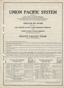 1929 - Union Pacific RR Death Valley Tour - Ephemera 1184