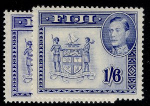 FIJI GVI SG263a + 263b, 1s 6d PERF VARIETIES, LH MINT.