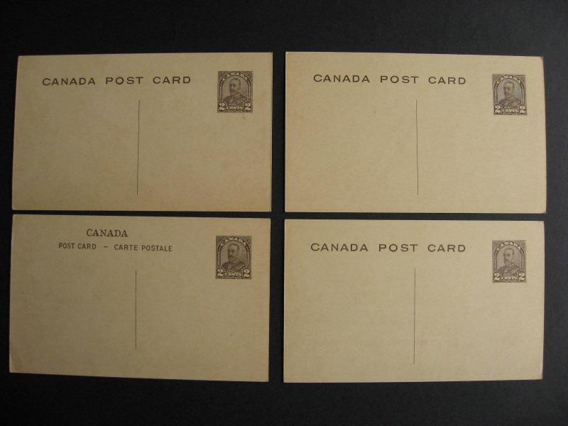 Canada 4 mint 1930 official pictorial stationery, postcards, 51, 53, 259, 305